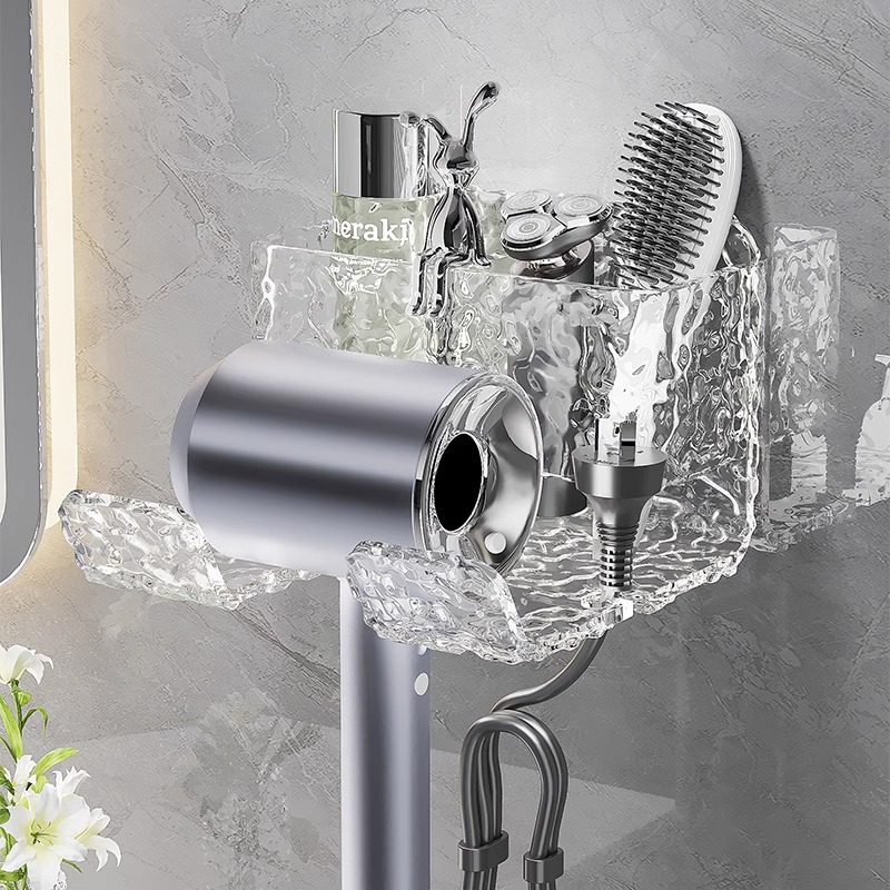 Glacier pattern hair dryer shelf free punching toilet wall hanging…