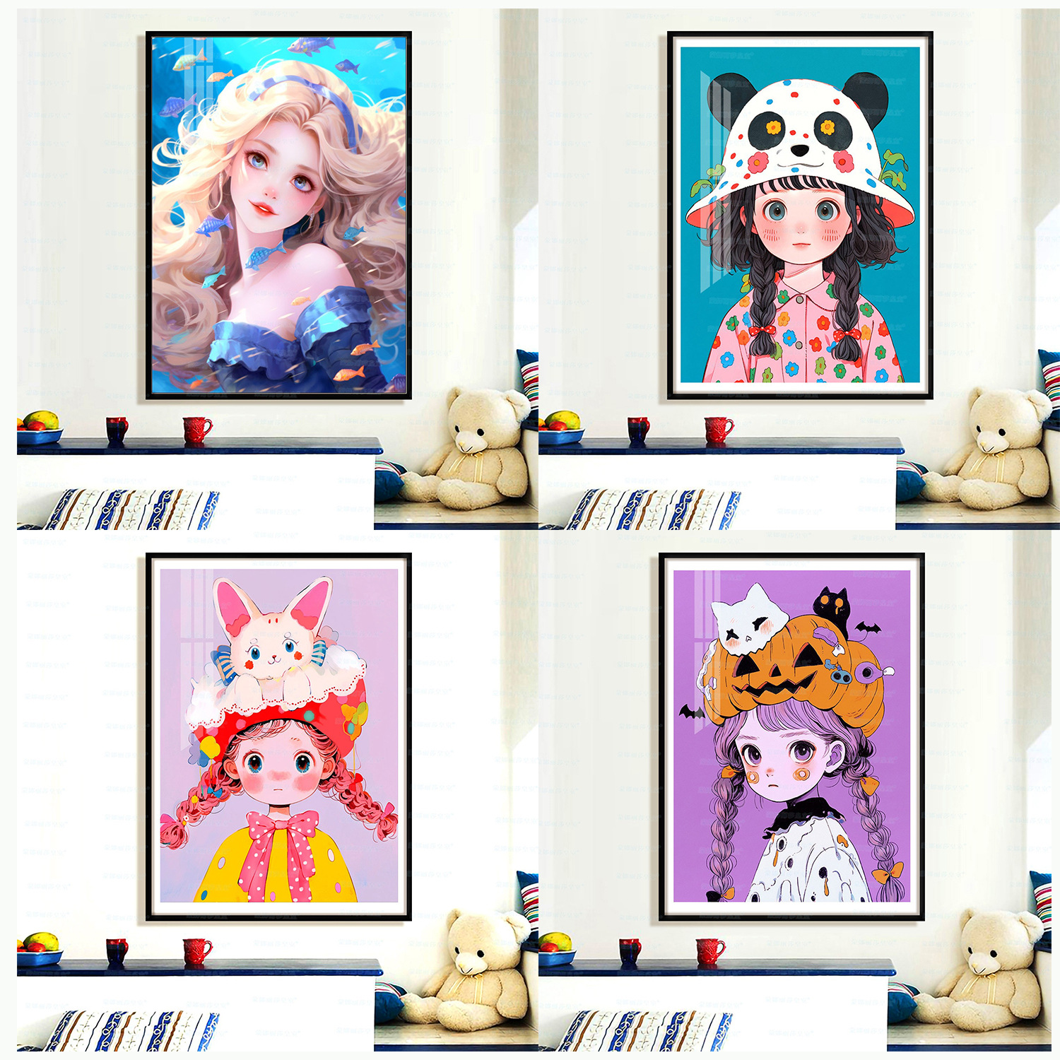 Mona Lisa serie de chicas cruzadas reales minimalistas niños cruzadas simples decoración de la sala de estar dormitorio image 1