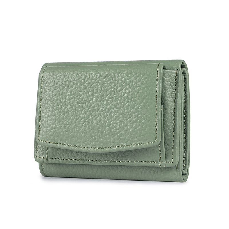 小さな財布本革女性RFIDカードバッグ日本式の財布の3割引の短い財布の薄いミニ小銭包装の小銭