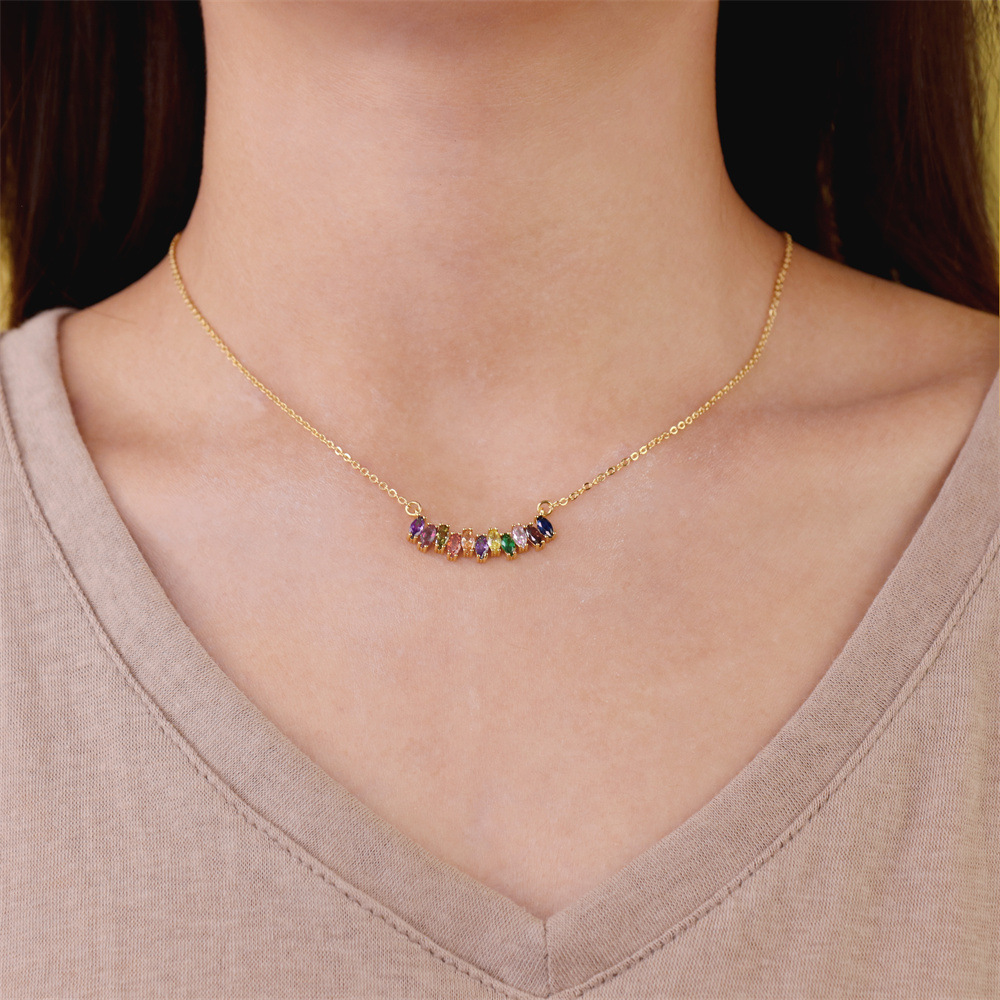 French Style Geometric Copper Pendant Necklace Plating Zircon Copper Necklaces