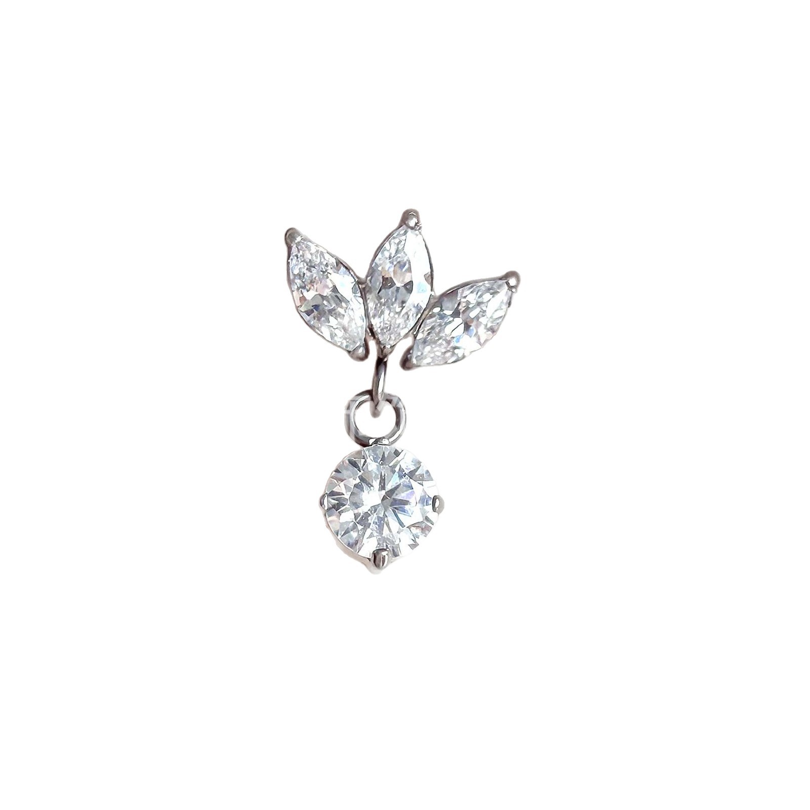 F136 Titanium 莲 Flower Pendant Studded Cubic Zirconia Ear Stud G23 Implant Grade Titanium 人体 Piercing Jewelry Helix Cartilage Stud Geometric