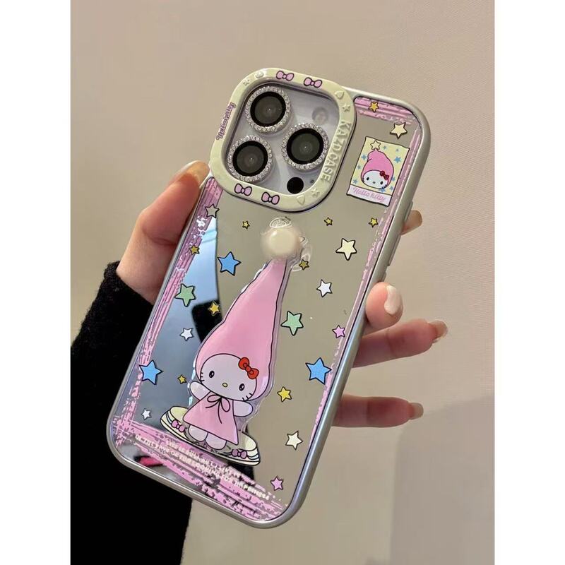 卡通镜面长帽猫咪星星宝宝转转适用iphone16promax苹果15手机壳14|undefined