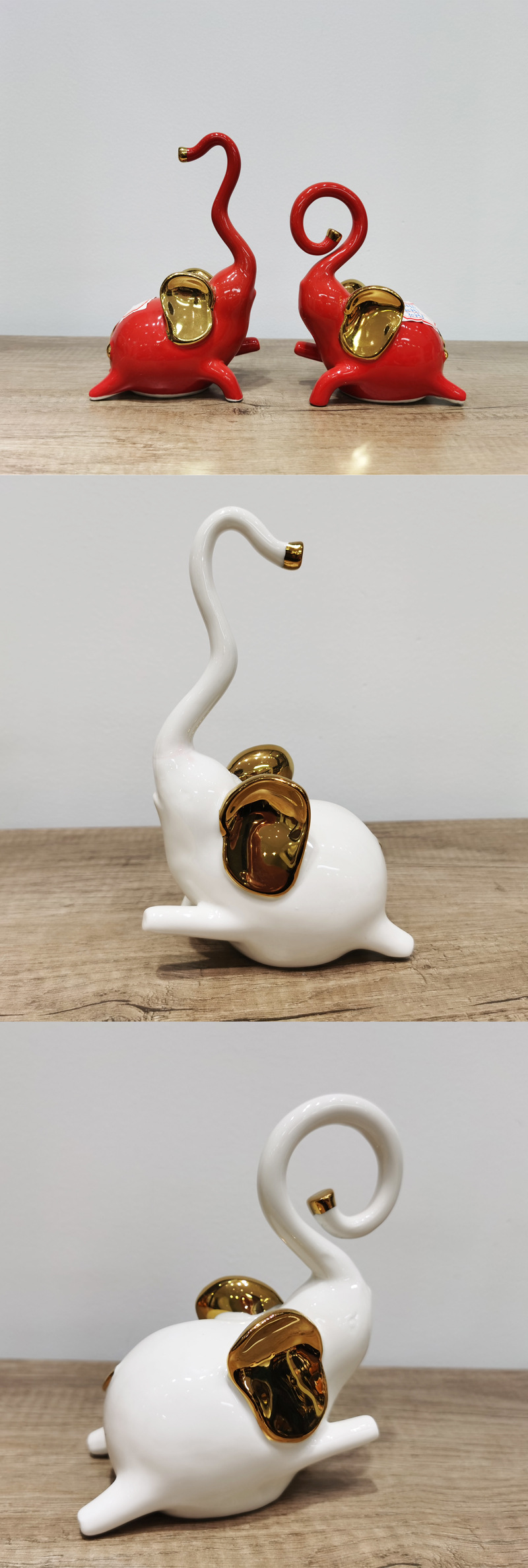 2pcs Elephant ceramic ornaments一对大象陶瓷摆件