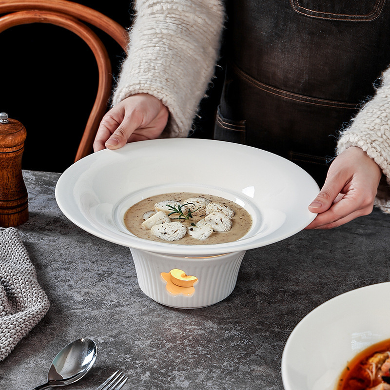 Creative Ceramic Insulated Dish Plate Hotel Club Special Dish Private Dish Creative Candle Heated Open Stove Tableware