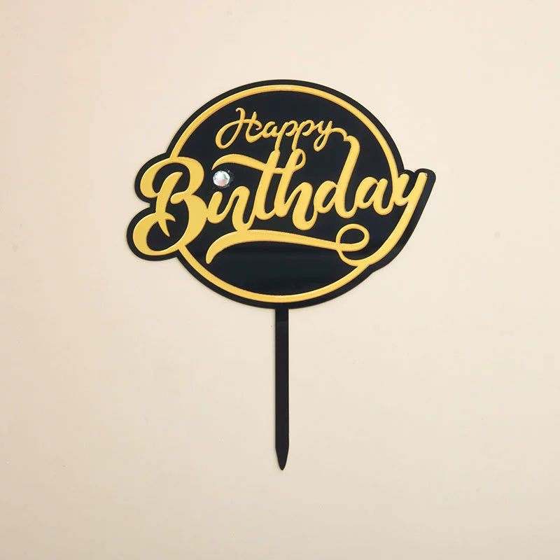 Выпеченный торт украшение Акрил birthday счастливый горящий инкрустированный бриллиант десертPlug-in вечеринка сцена макет