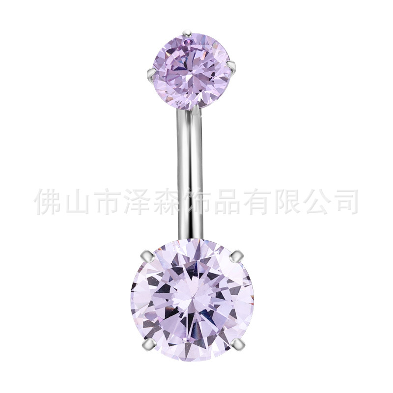 F136 Titanium Alloy Four-Claw 5A Round Zircon Navel Ring G23 Titanium Belly Button Jewelry detail image 7
