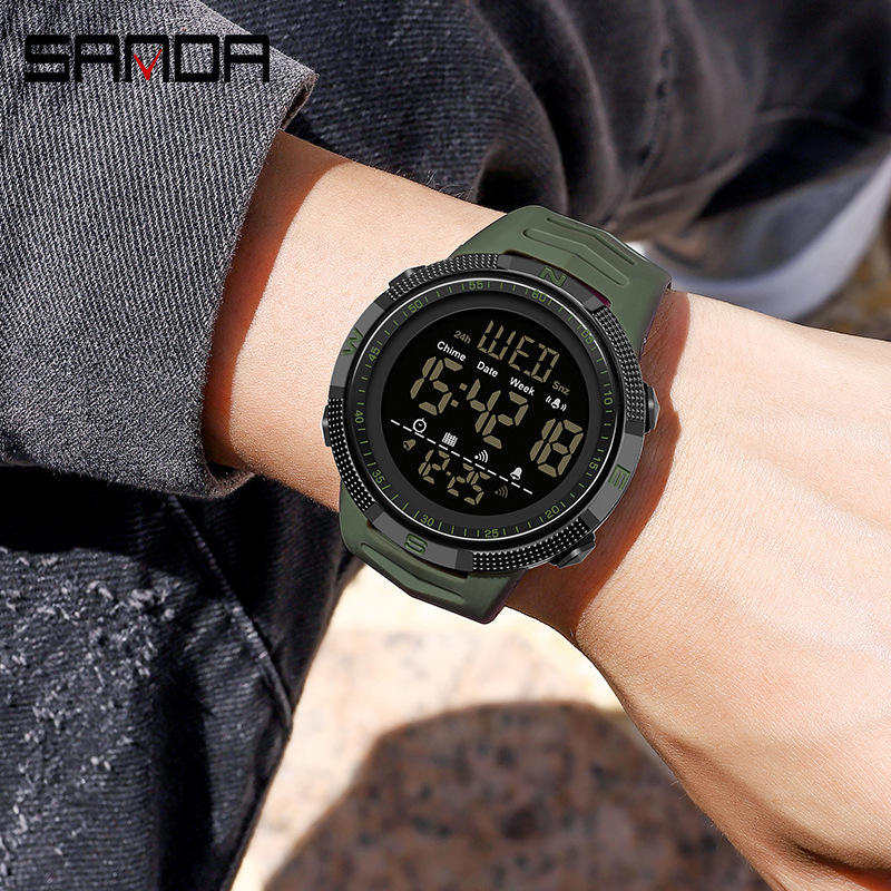 SANDA 6014 multifunción LED reloj electrónico impermeable reloj deportivo para hombre reloj de moda para estudiantes
