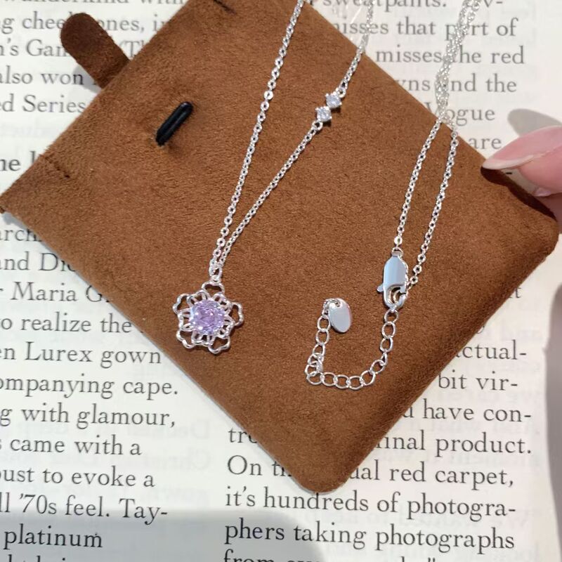 Purple Star Rose Cut Diamond Light Luxury Necklace for Women 2026 New Niche Design Clavicle Chain High-End Neck Chain