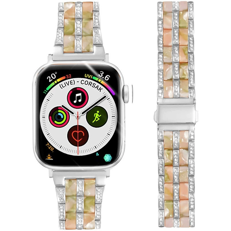 Подходит для Apple S8 и Apple Watch S7 пять - жемчужная смола, металлоc эл-шип IWATCH SE ремешок