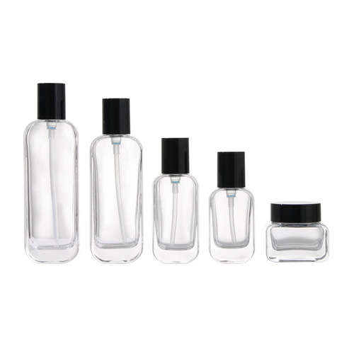 Cosmetic packaging materials push-type lotion essence dispenser bottle 50g facial cream transparent glass bottle