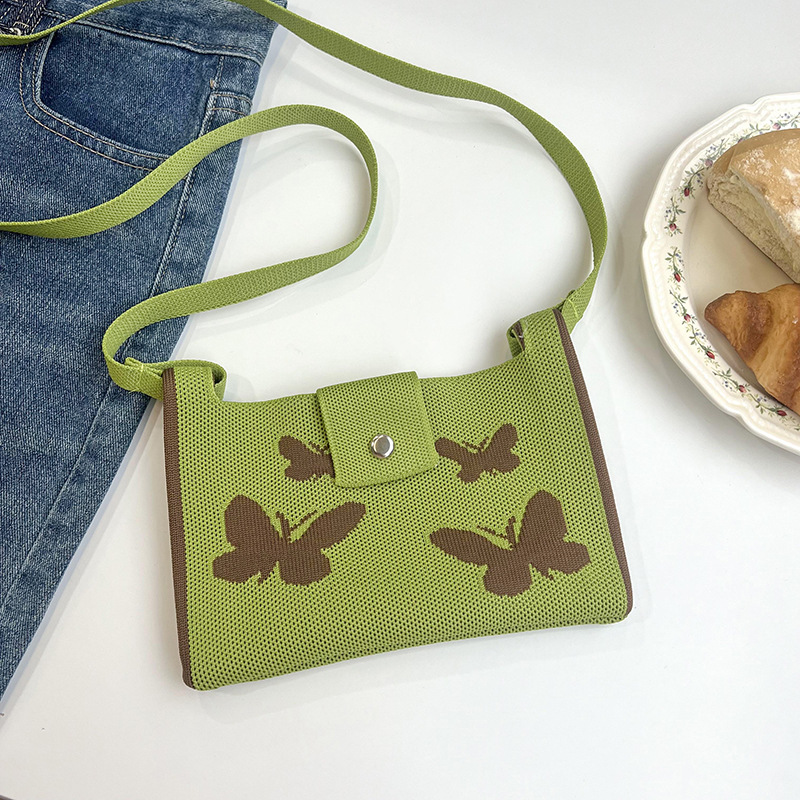 Bolsa de teléfono móvil de punto nueva moda pequeña ligera versátil mariposa multicolor en diagonal mini bolso de teléfono móvil