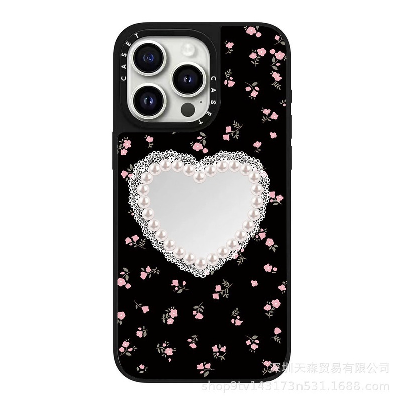 CASET 共同ブランドのピンクのストライプ Apple iPhone16ProMax 携帯電話ケース 15pro トレンディなブランド 13 ミラーに適しています|undefined