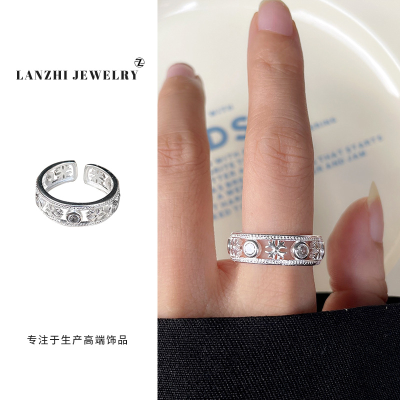 Lan Zhi 925 anillo de plata esterlina personalidad punk exagerado diseño joyería hip hop anillo abierto no desvanecimiento nicho