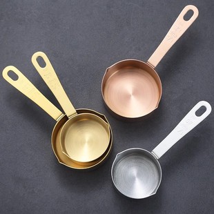 Stainless Steel Measuring Spoon Measuring Cup Sauce Spoon Sauce Spoon with Handle Milk Pot Steak Juice Bucket Sugar Tank Small Plate Western Food Sauce Cup