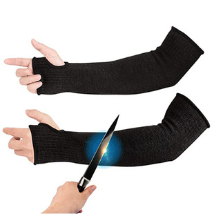 Cross-border spot long sleeve men's and women's gloves factory export wear-resistant comfortable black anti-cutting arm thumb opening