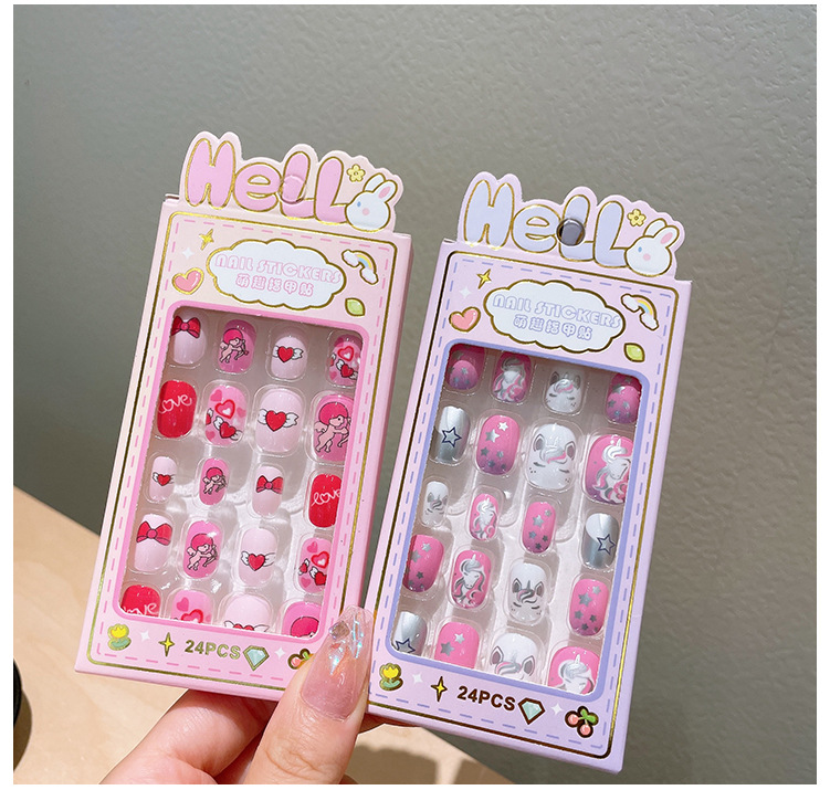Cartoon Character, Stripe Pattern Cute Cartoon Character Stripe Plastic Nail Patches 1 Set