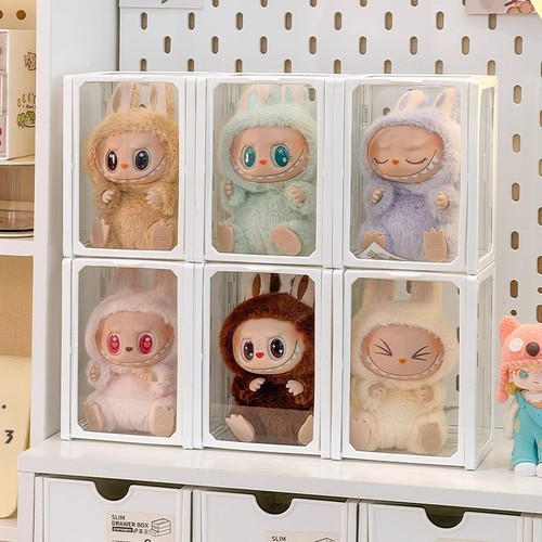 Labubu display box glass labu cloth glue doll storage box cotton doll blind box figure transparent baby cabinet