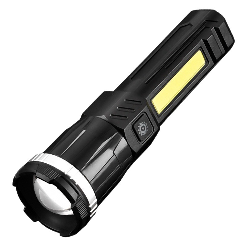 Cross-border nuevo al aire libre fuerte luz iluminación linterna móvil banco de energía multi-función Zoom telescópico con linterna de luz lateral