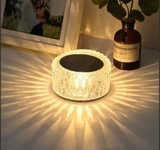 Lámpara de Noche LED Efecto Cristal Táctil para Dormitorio y Mesa