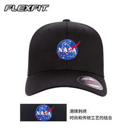 FLEXFIT NASA联名款棒球帽ins潮牌刺绣鸭舌帽男士大头围帽子夏季