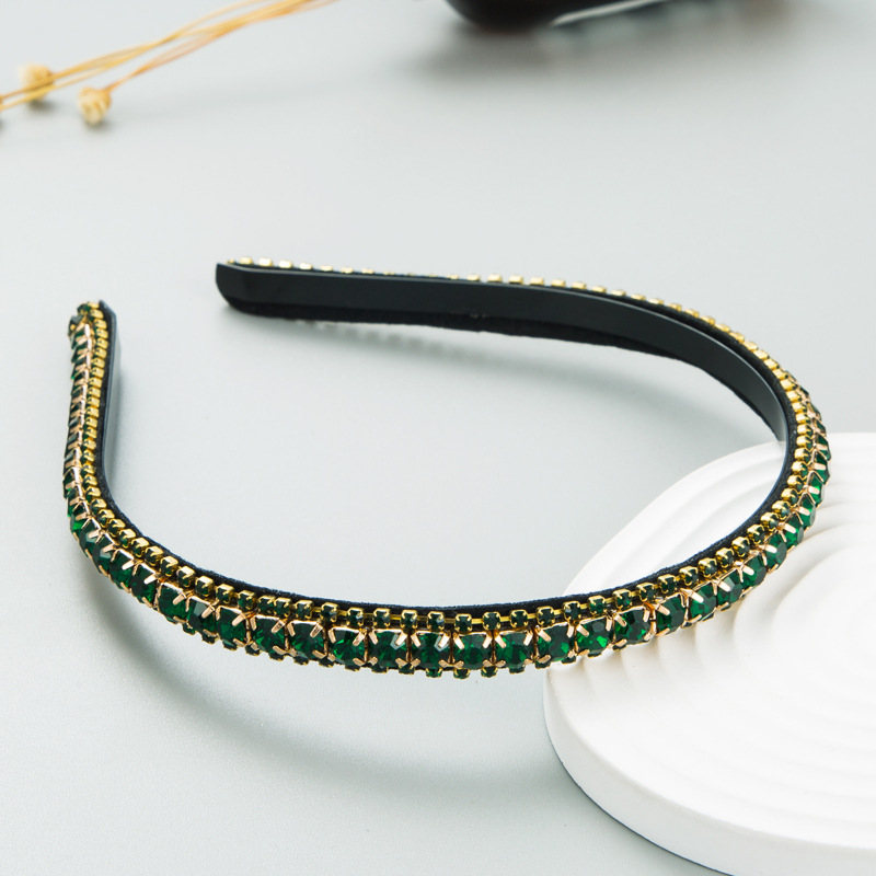 Fashion Colorful Solid Color Cloth Inlay Rhinestone Hair Band display picture 4