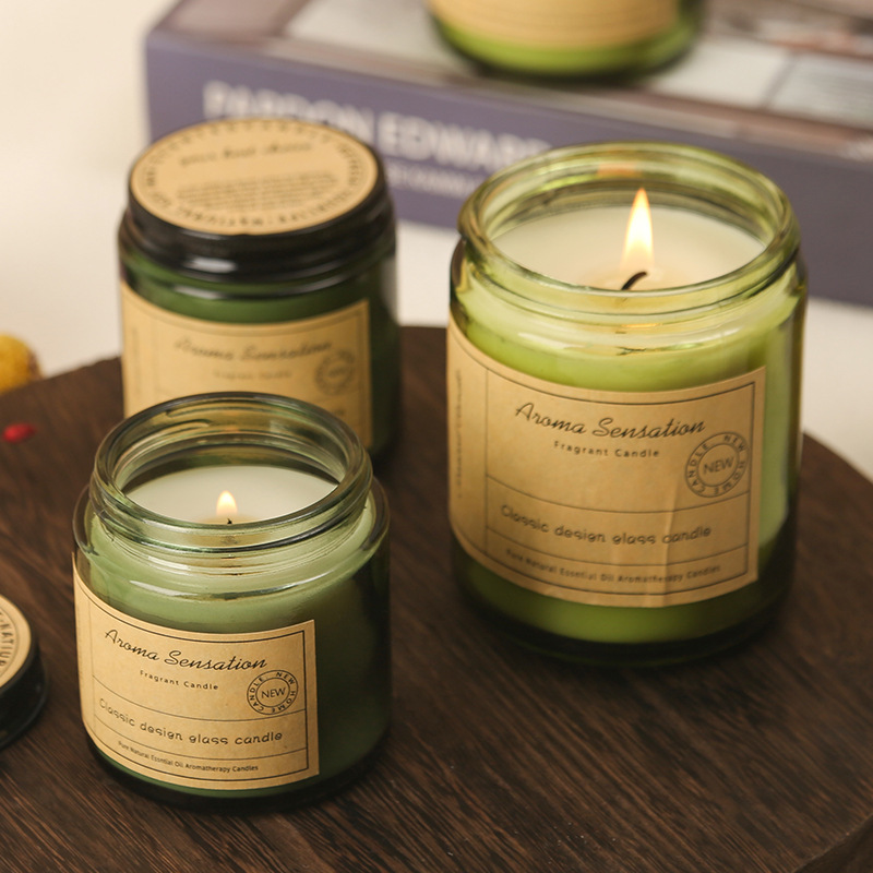 现货香薰蜡烛黑色伴手礼大豆蜡香氛杯手工无烟罐装蜡烛杯手工香氛