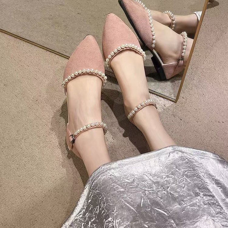 Fairy Wind con falda de punta lateral sandalias vacías de verano 2026 nuevo ballet con cuentas suaves zapatos de noche