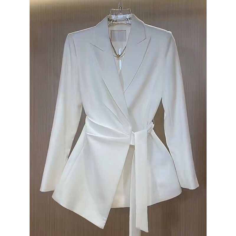 2025 Spring New Style Belted Slim-Fit Waist-Cinching Blazer for Women, Slimming Design, Casual Professional Suit Jacket
