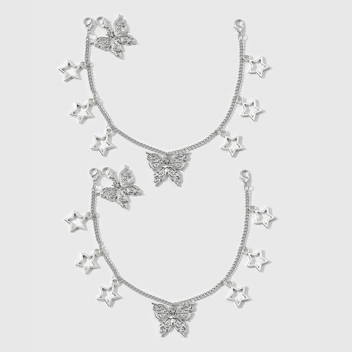 실버 나비 신발 체인 1쌍