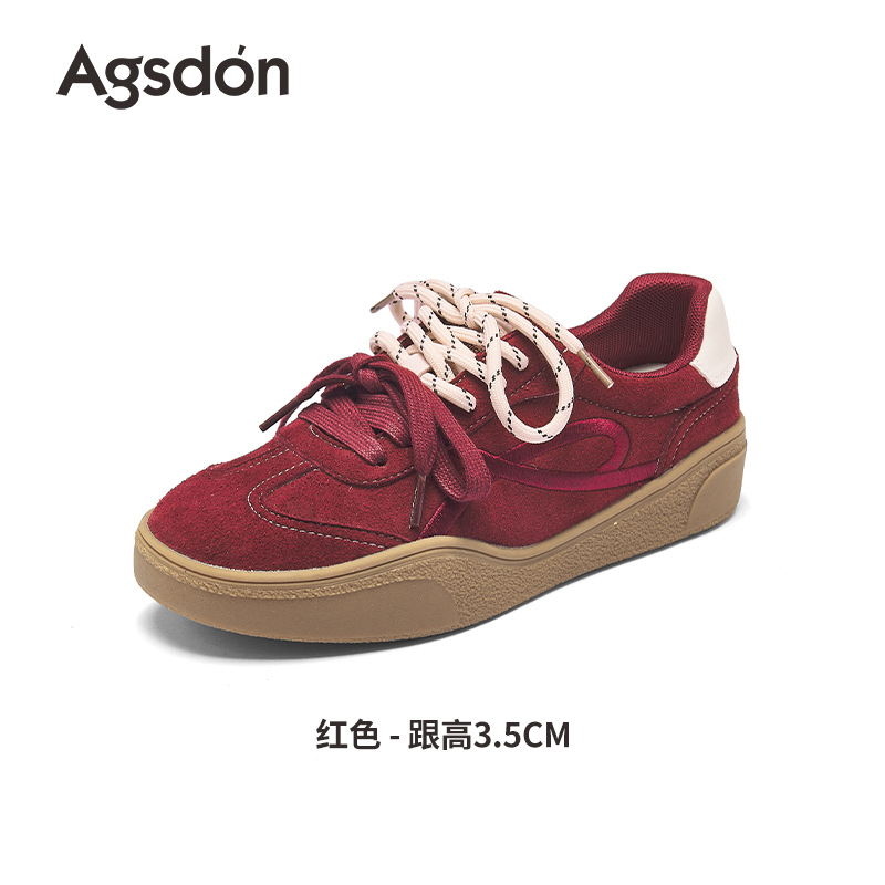 Zapatos de entrenamiento alemán rojos de la antigua mujer 2026 nuevo ballet de primavera con suela gruesa retro bordado zapatos de skate casuales