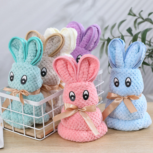 Pineapple lattice rabbit gift box PVC high-density coral velvet creative edged towel gift towel wedding souvenir
