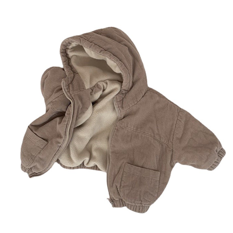 Invierno de moda nuevo estilo niños y niñas estilo japonés y coreano ins vintage PANA gruesa cremallera cardigan Coat