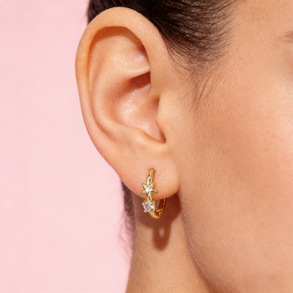 small design golden earrings for men and women with zircon