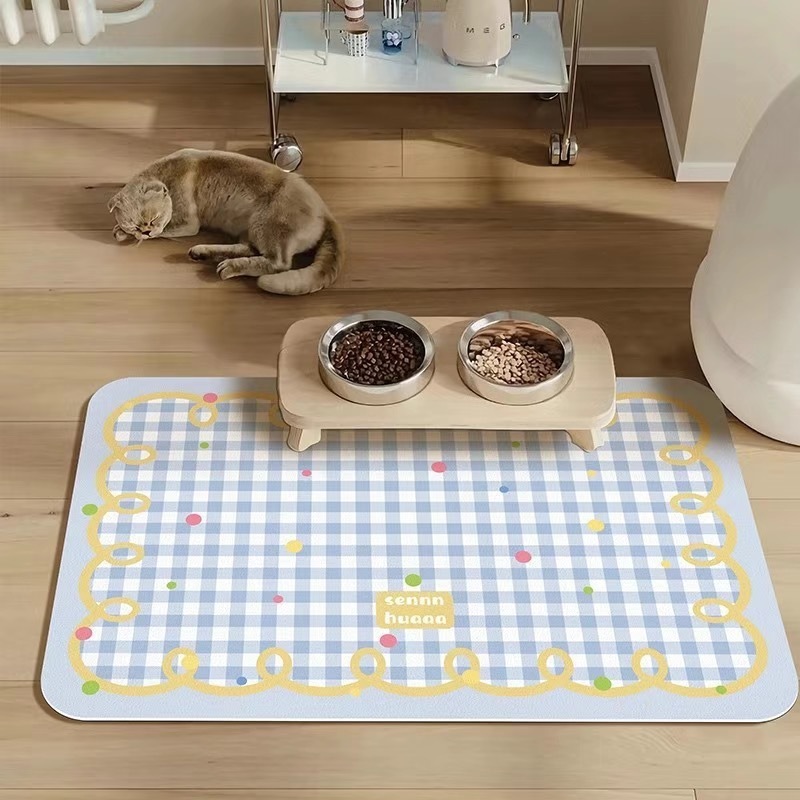 ペット、猫、犬用のクロスボーダー珪藻泥プレースマット、ペットボウル、汚れ防止、飛沫防止、漏れ防止、汚れ防止、お手入れが簡単なフロアマット|undefined