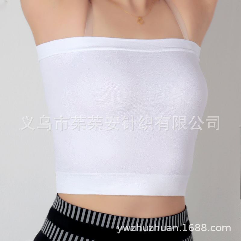 Summer Tube Top Mid-Length to the Abdomen Anti-Exposure Camisole Bra for Wearing Alone or as a Base Layer, Seamless Tube Top Style Inner Wear