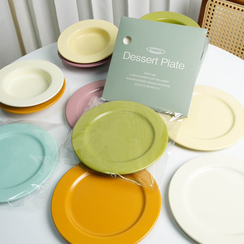 Household High-looking Macaron Color 8inch Snack Plate Ceramic Tableware Breakfast Plate Dessert Plate Pasta Plate