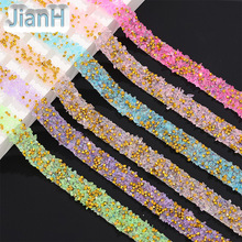 新款双面胶热熔背胶 尖底水钻彩色碎石钻条 宽1.5cm钻带 鞋包贴钻