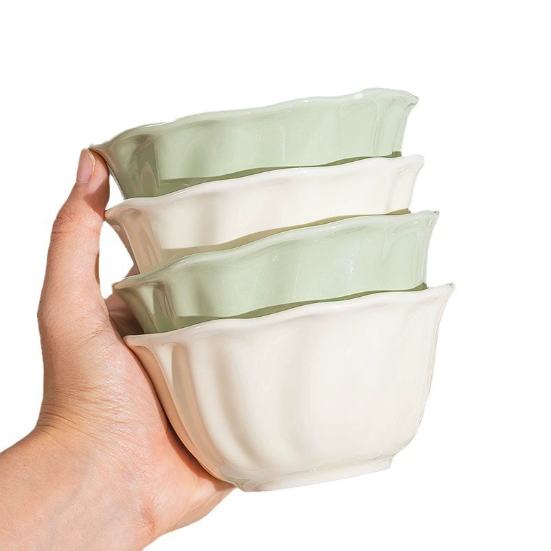 Ceramic Tableware Set, Petal-Edge Non-Slip Design, Home Dinnerware Various Sizes