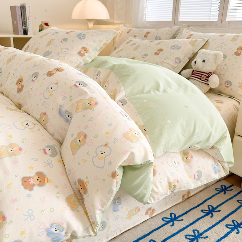 Cama de algodón de cuatro piezas, algodón puro 2025, nueva sábanas domésticas, cama de cama de dormitorio de cuatro estaciones, tres