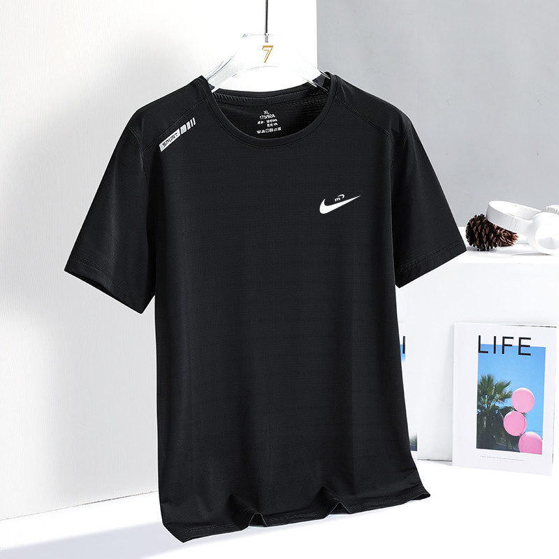 Men's Clothing 2025 Summer Short-Sleeved Men's T-Shirt New Loose Trendy Large Size Sports Quick-Drying Ice Silk T-Shirt Top for Men
