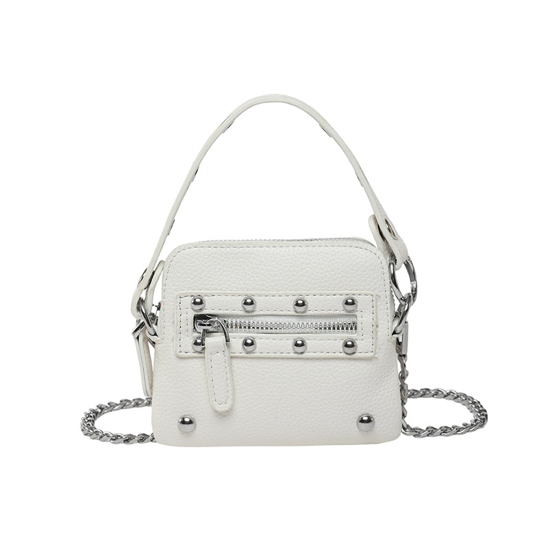 Bolso de cadena de textura transfronteriza 2025 nuevo bolso de mano con remache personalizado bolso de hombro mini patrón de lichi bolso de mensajero mujer