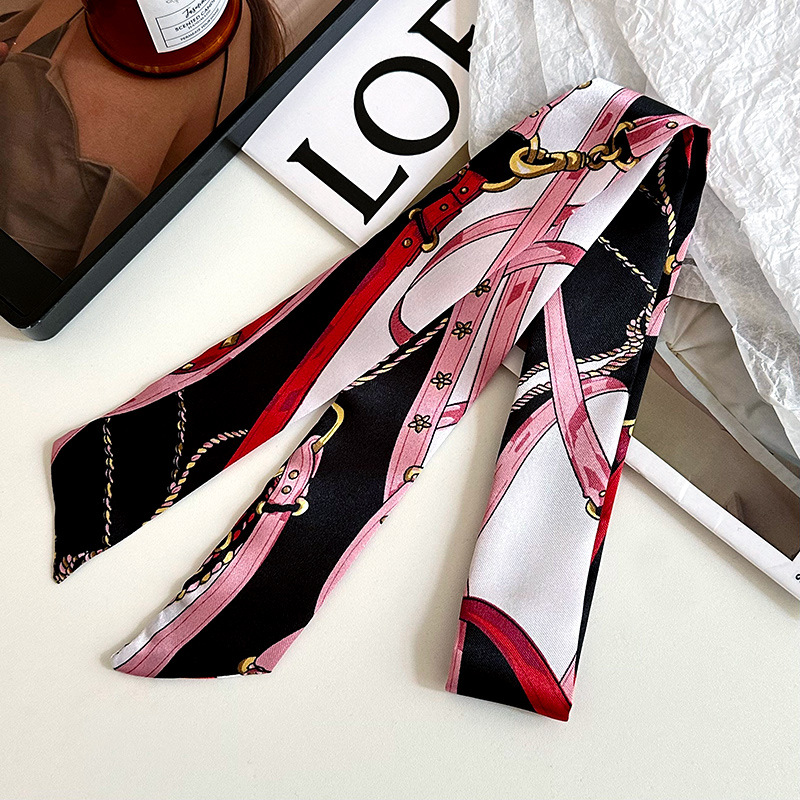 Pañuelo de seda largo, decoración de moda avanzada coreana, bufanda pequeña, bolsa de toalla de seda para mujer, cinturón de envoltura, turbante multiusos, cinturón para el cabello