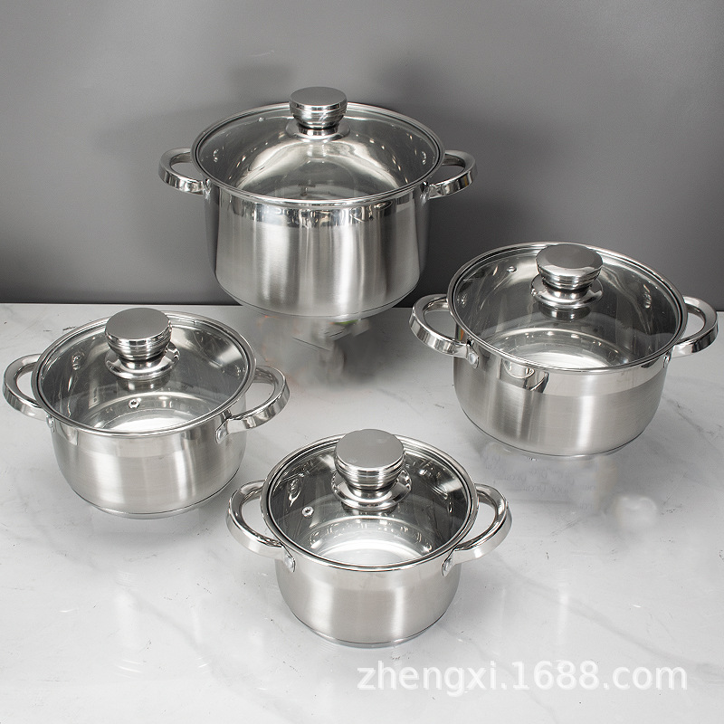 Conjunto de 12 piezas de cocina de acero inoxidable, cocina doméstica, cocina de aluminio, cubierta de vidrio, comercio exterior image 7