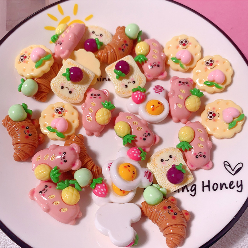 Nuevos alimentos para jugar con galletas diy accesorios de resina crema pegamento para el cabello caja de teléfono celular taza de agua botones de zapatos parches de galletas de frutas