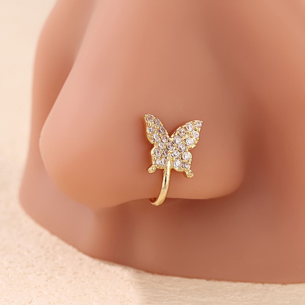 Piercing naso farfalla zircone forma a u senza foratura_voghion.com