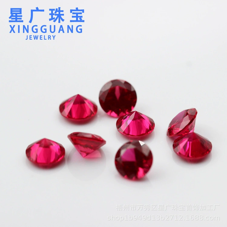 Wuzhou Gem Ruby круглый заостренный дно 5 # синтетический рубин корунд голый камень большого размера воск инкрустированный завод на складе