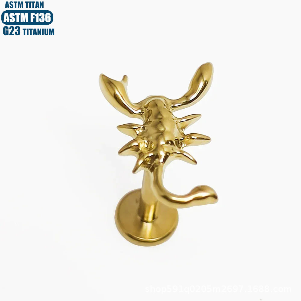 F136 Titanium Alloy Inner Spiral Piercing Earrings Pigeon Cat Shape Lip Nail Body Jewelry detail image 9