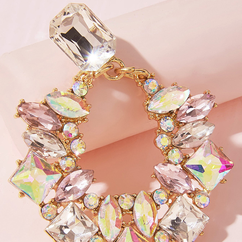 Cross-border Exaggerated Light Luxury Heavy Ornament Diamond-embedded Earrings Irregular Zircon-like Earrings display picture 3