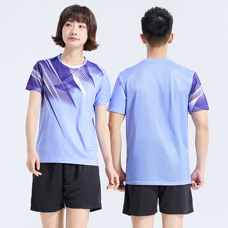 Sports suit Short-sleeved Breathable Quick-drying T-shirt Badminton Suit Men's and Women's Table Tennis Suit Group Competition Team Clothing Casual