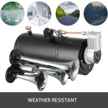 厂家供应超大音量三管汽车喇叭套装压缩机 充气泵套件 改装气喇叭